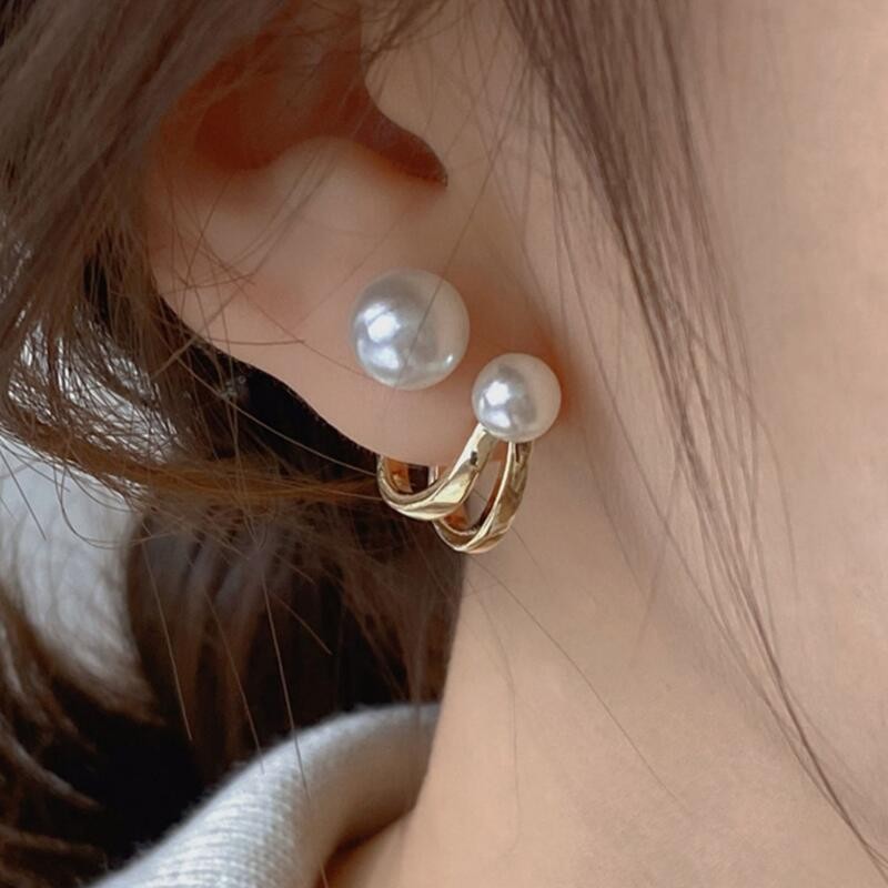 Pearl Earring Stud - 925シルバーニードル韓国ファッションパールスタッドピアス レディースジュエリー 2025トレンドクリスタルフラワーバタフライリーフイヤリングギフト