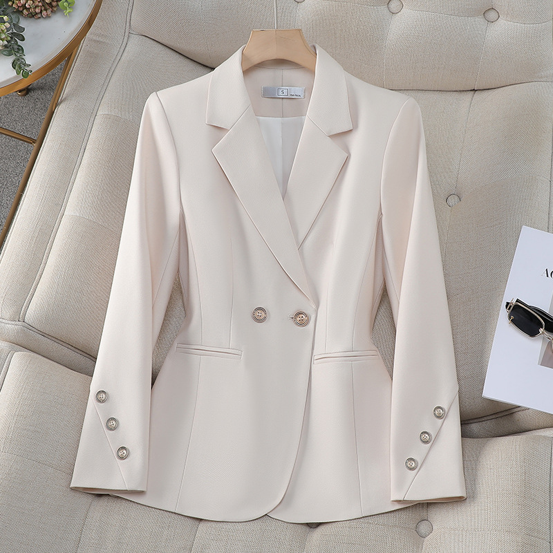 Formal Winter Wear Women Jacket - 女性ダブルブレストソリッドブレザー秋アプリコットブラックカーキオフィスレディース女性ビジネスワークウェアフォーマルジャケットアウターウェア