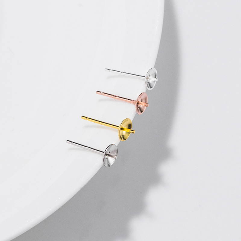 スターリングシルバーs925イヤリング,ビーズ用ピン付きベー - Pearl Earring Stud のレビューと価格