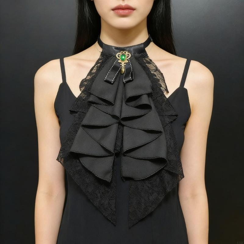 フリルデザインのレース取り外し可能な首輪エレガントなジャボ襟 - Victorian Women'S Formal Wear のレビューと価格