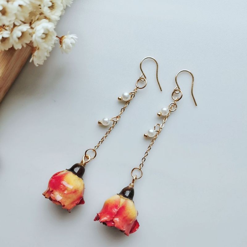 エレガントな不滅のバラパールタッセルイヤリング、マルチカラー - Pearl Earring Stud のレビューと価格