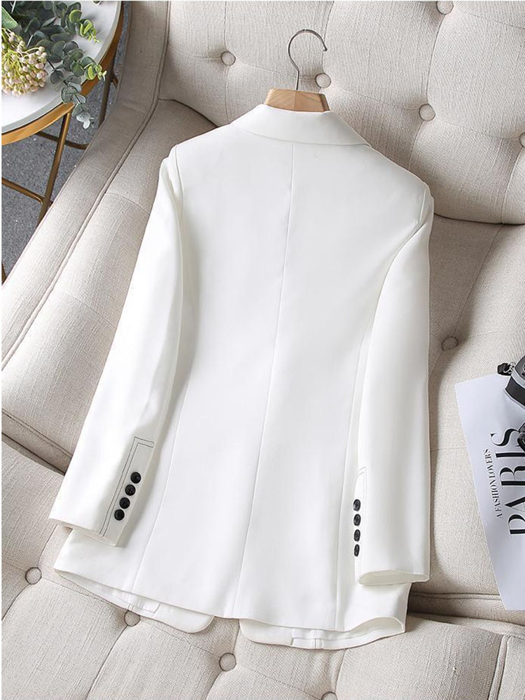 新しいファッション女性フォーマルブレザーレディース白黒女性長 - Formal Winter Wear Women Jacket のレビューと価格