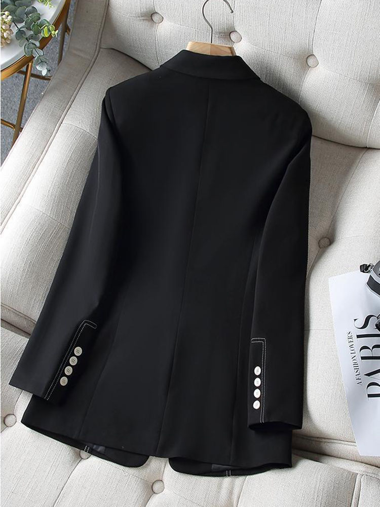 新しいファッション女性フォーマルブレザーレディース白黒女性長 - Formal Winter Wear Women Jacket のレビューと価格