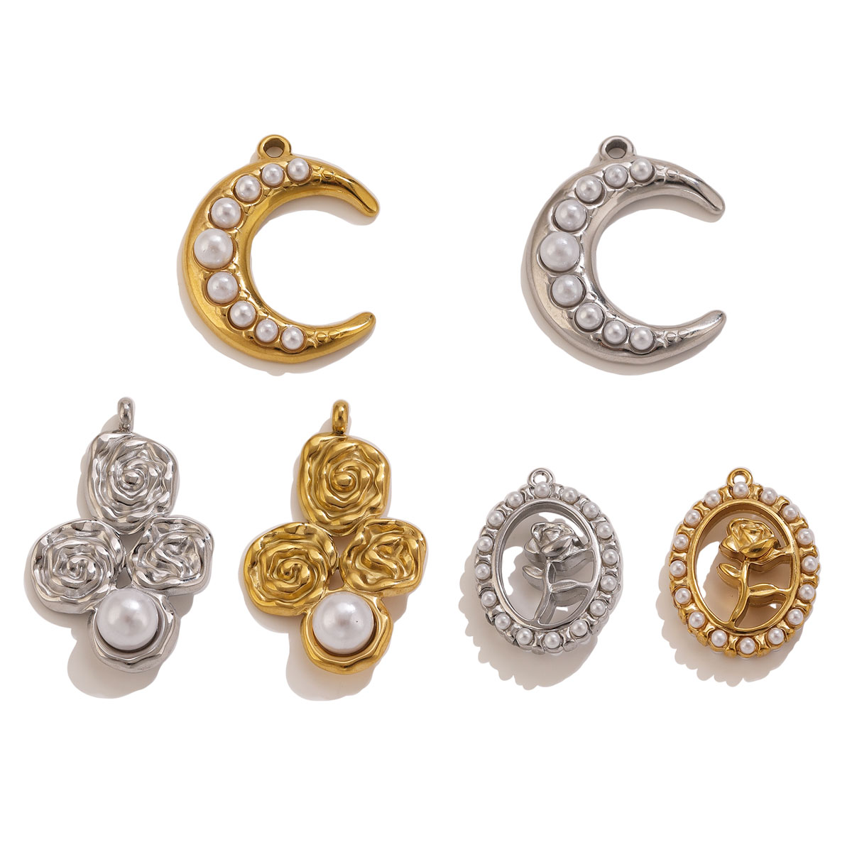 5個入り ステンレス製 18K金メッキ ムーンローズパールチ - Pearl Earring Stud のレビューと価格