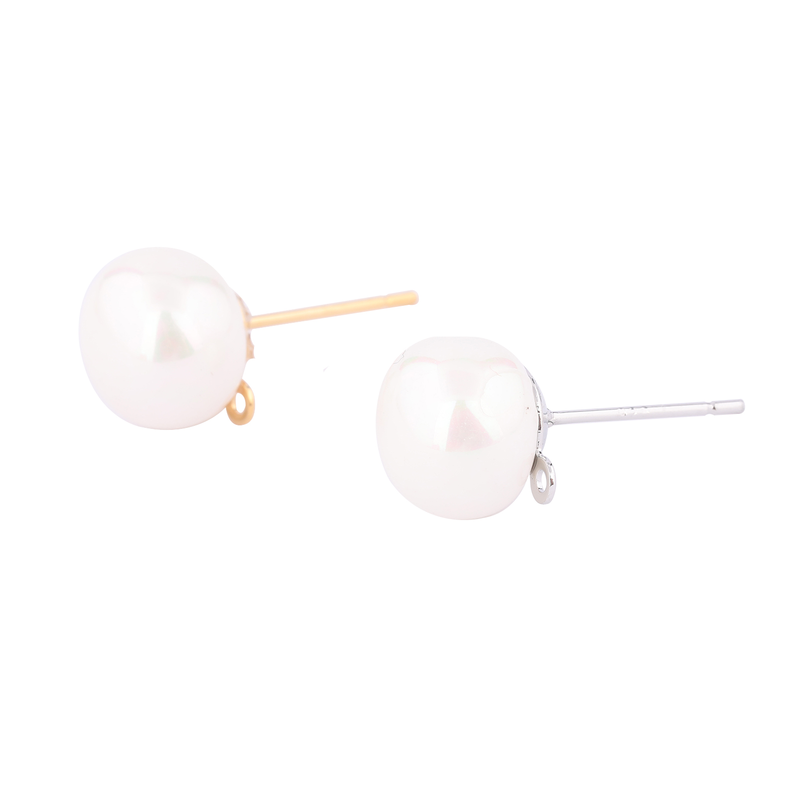 10 個銅ホワイト K ゴールドメッキパールイヤリングポスト - Pearl Earring Stud のレビューと価格